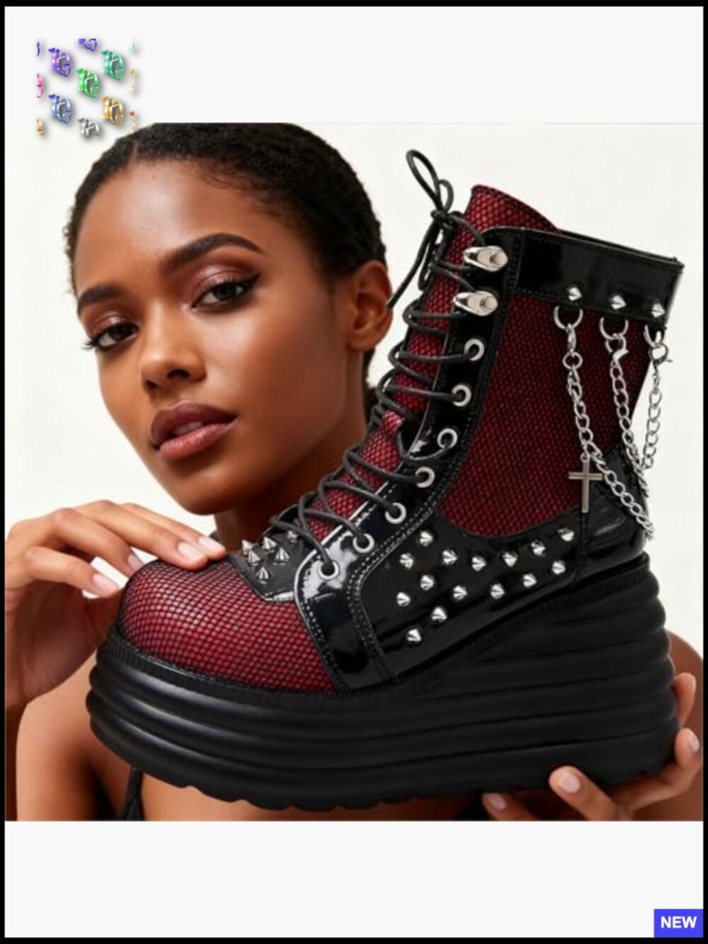Goth Chunky Ankle Boots Platform Wedge Lace Up Combat Booties Punk Zip - Picture 5 of 7